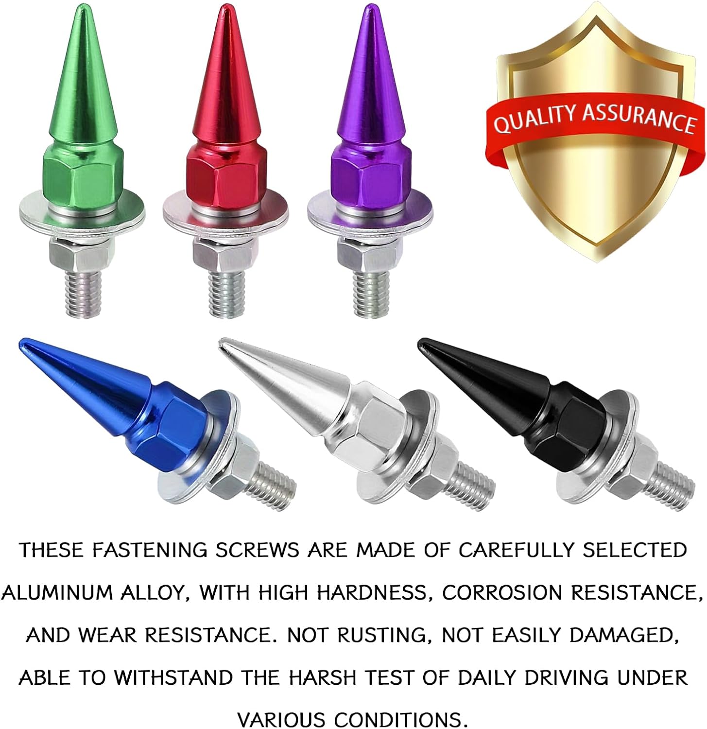 4 PCS License Plate Screws, Spike Anti Theft Motorcycle License Plate Screws Bolts Set, Aluminum Security Fasteners Kit for Car Truck Motorcycle Plate Frames, Car Decorative Accessories (Black) image 3