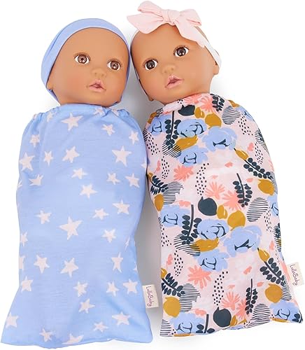 Miniatura 12 de LullaBaby Muñecas gemelas realistas de 14 pulgadas - Tonos de piel claros y ojos azules - Cuerpos suaves y trajes extraíbles - Sombrero, diadema