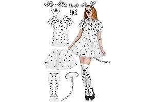8 Pieces Halloween Women Dalmatian Dog Costume Set