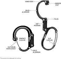Vista 5 de GEAR AID HEROCLIP 360° Swivel Carabiner Gear Clip and Hook (Medium) for Camping, Backpack, Suitcases and Garage Organization Stealth Black