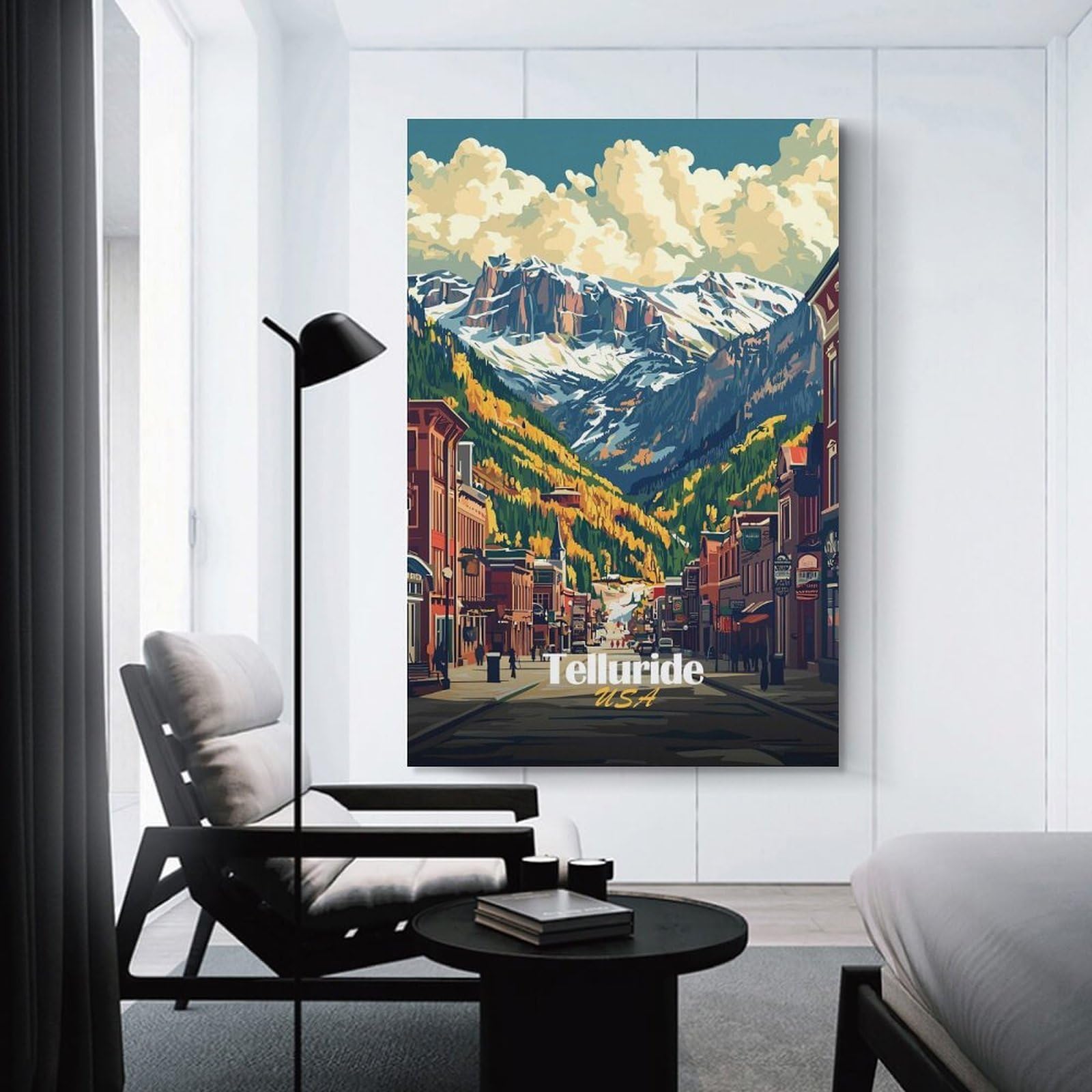 Junmoney Telluride, Colorado Mountain Town Decorative Wall Artwork 20x30inch(50x75cm), for Living Room, Bedroom, Office Or Hallway, Decorative Artwork with Broad Appeal