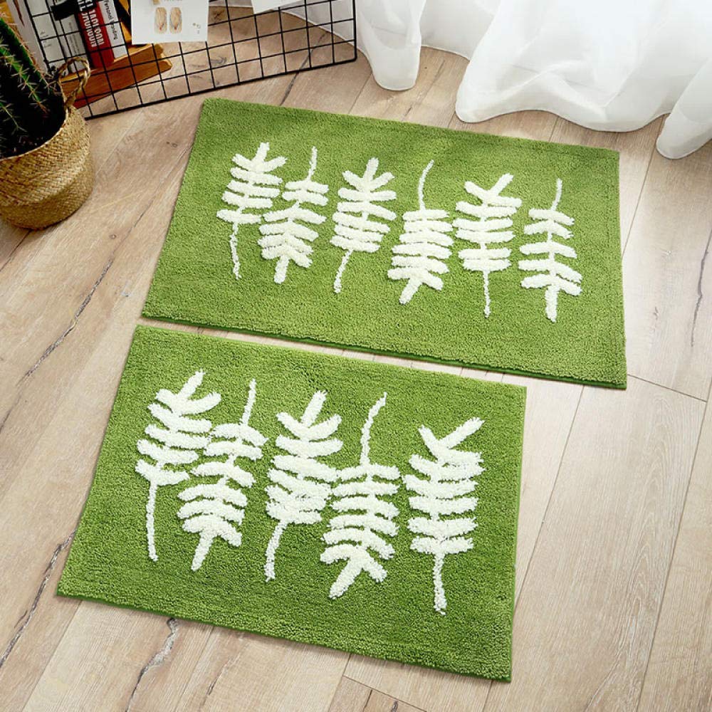 Kuingbhn Absorbent Soft Bathroom Carpet Easy To Wash Dry Non Slip Bathroom Mat 50times80cm Green Background