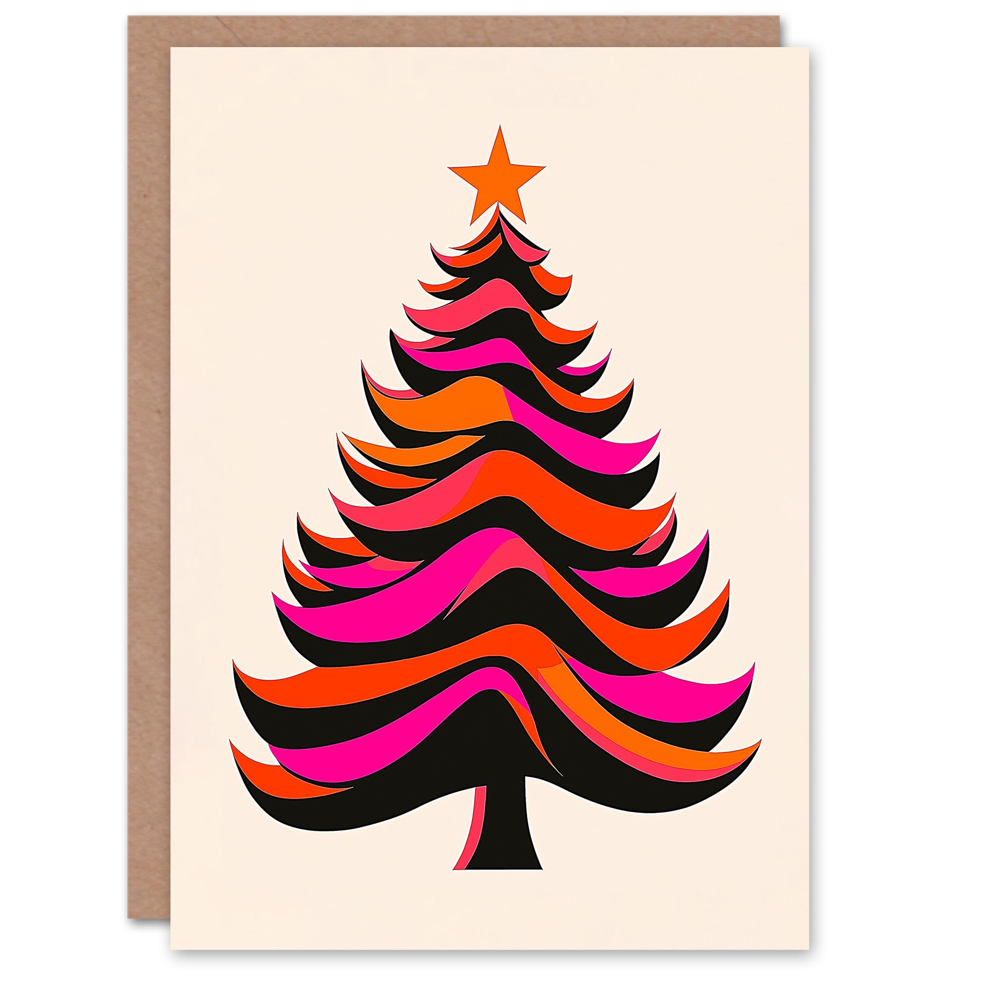Wee Blue Coo Vibrant Tree Orange Pink Fuchsia Fun Xmas For Mum Christmas Card