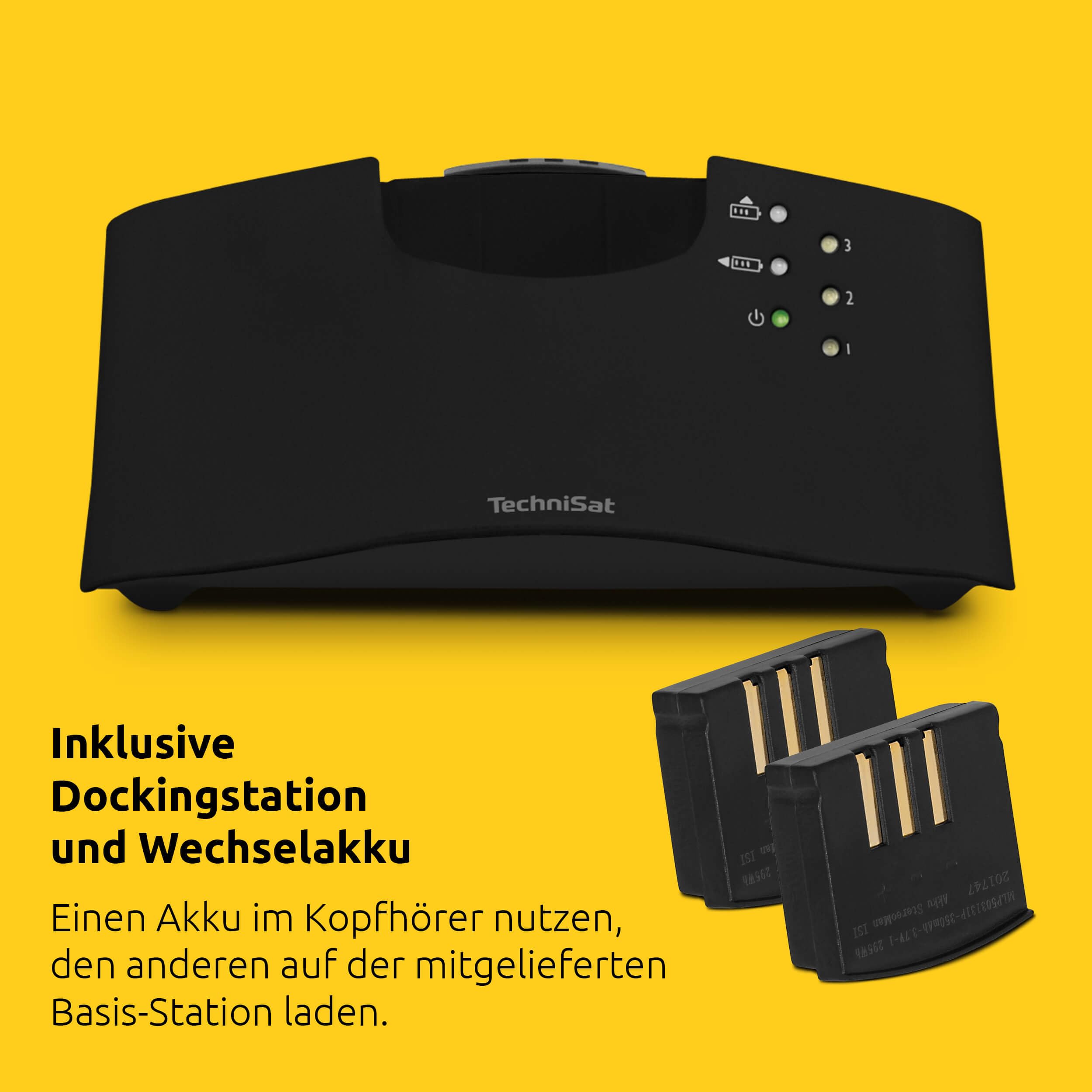 TechniSat STEREOMAN ISI 3 - kabelloser Stereo-Funkkopfhörer | für Fernseher und Musikanlagen mit Dockingstation, schwarz