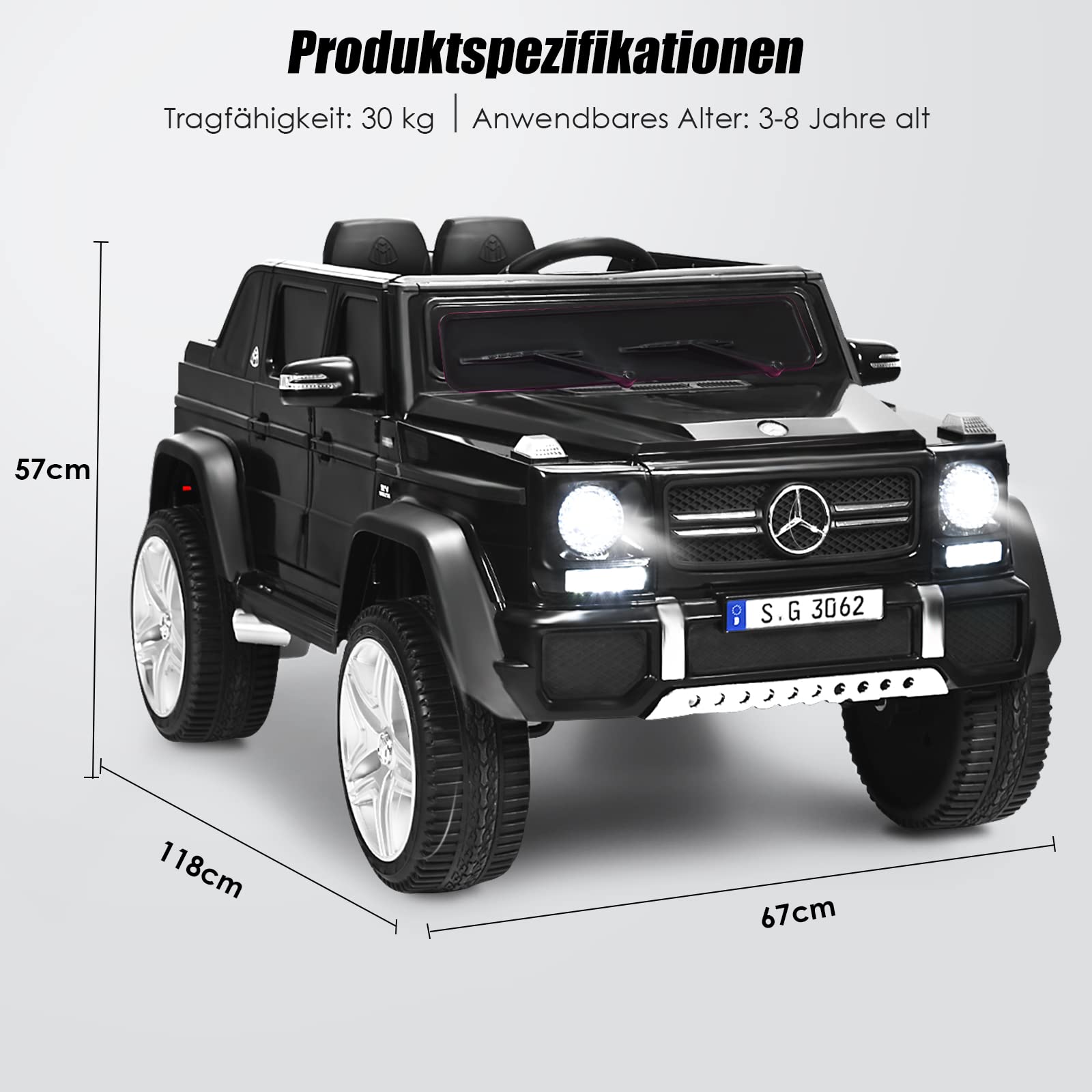 GOPLUS 12V Kinder Elektroauto Mercedes-Benz Maybach mit 2,4 Ghz Fernbedienung, Kinderfahrzeug mit Softstart, 2,5-5,5km/h, USB, MP3, LED-Licht, Sicherheitsgurt, für Kinder 3-8 Jahre alt (Schwarz)