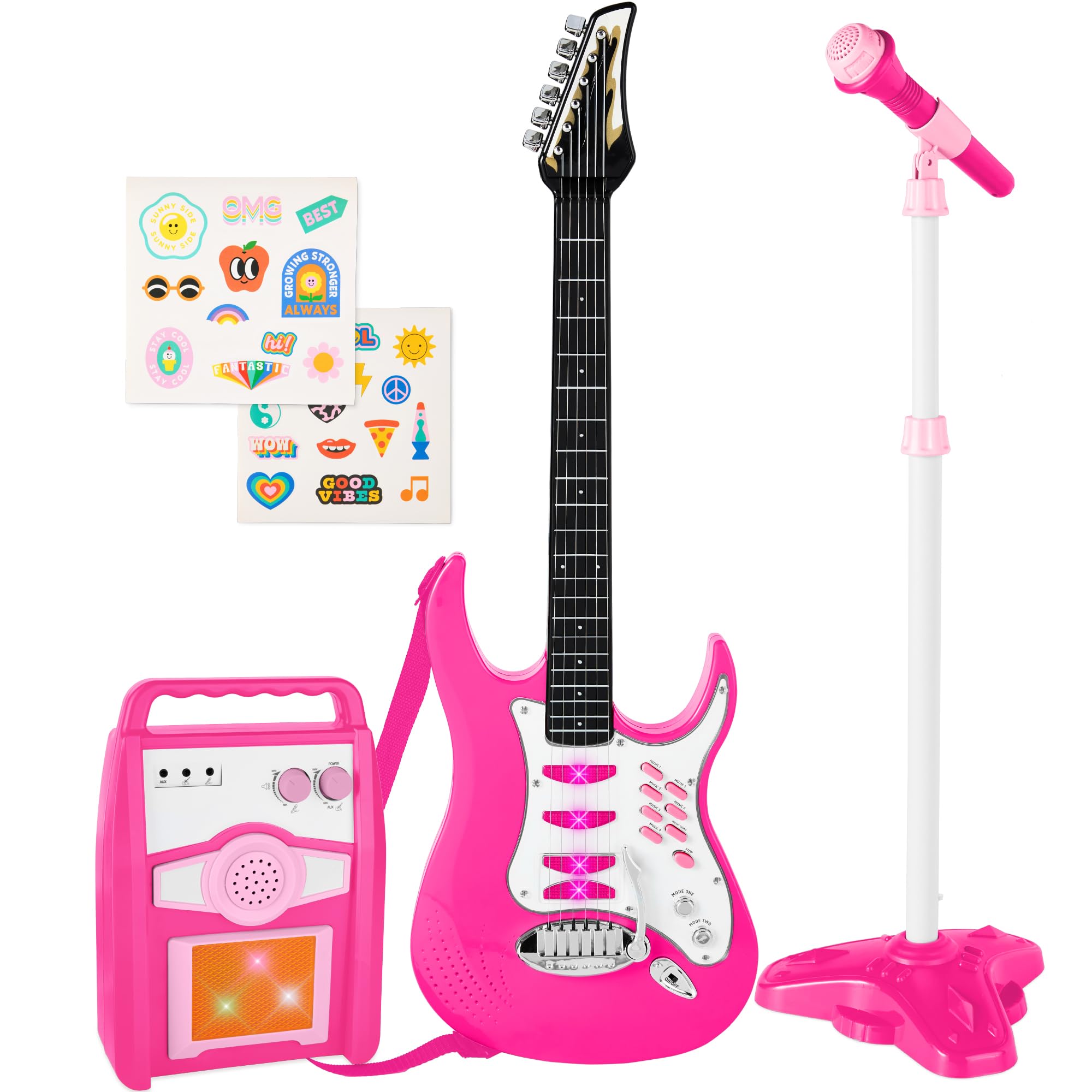 Best Choice Products Kids Electric Guitar Play Set W/ MP3 Player, Pink