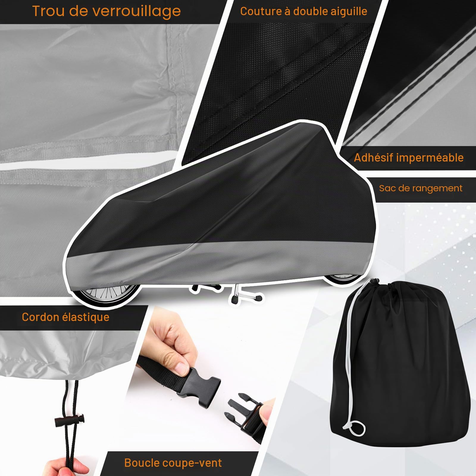 WingFly Housse de Protection pour Vélo Cargo en Tissu Oxford 420D - Imperméable, Résistant aux UV, Indéchirable, 285 * 65 * 115 cm