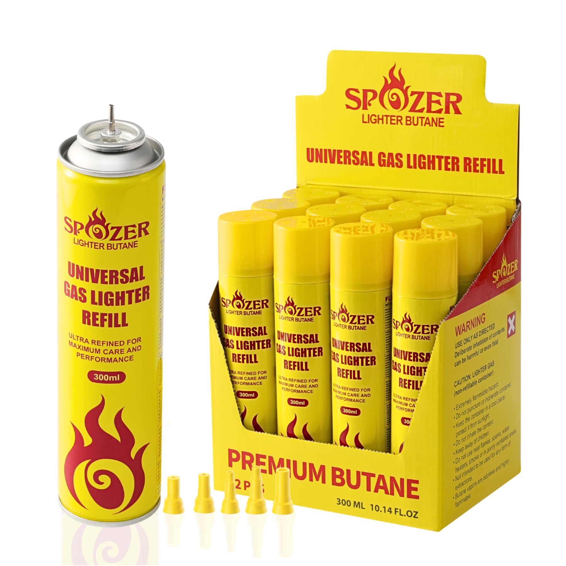 Spozer 12 Pack Torch Lighter Gas Refill Butane Universal Fluid Fuel Ultra Refined 300ml 10.14 FL Oz (1 Box)