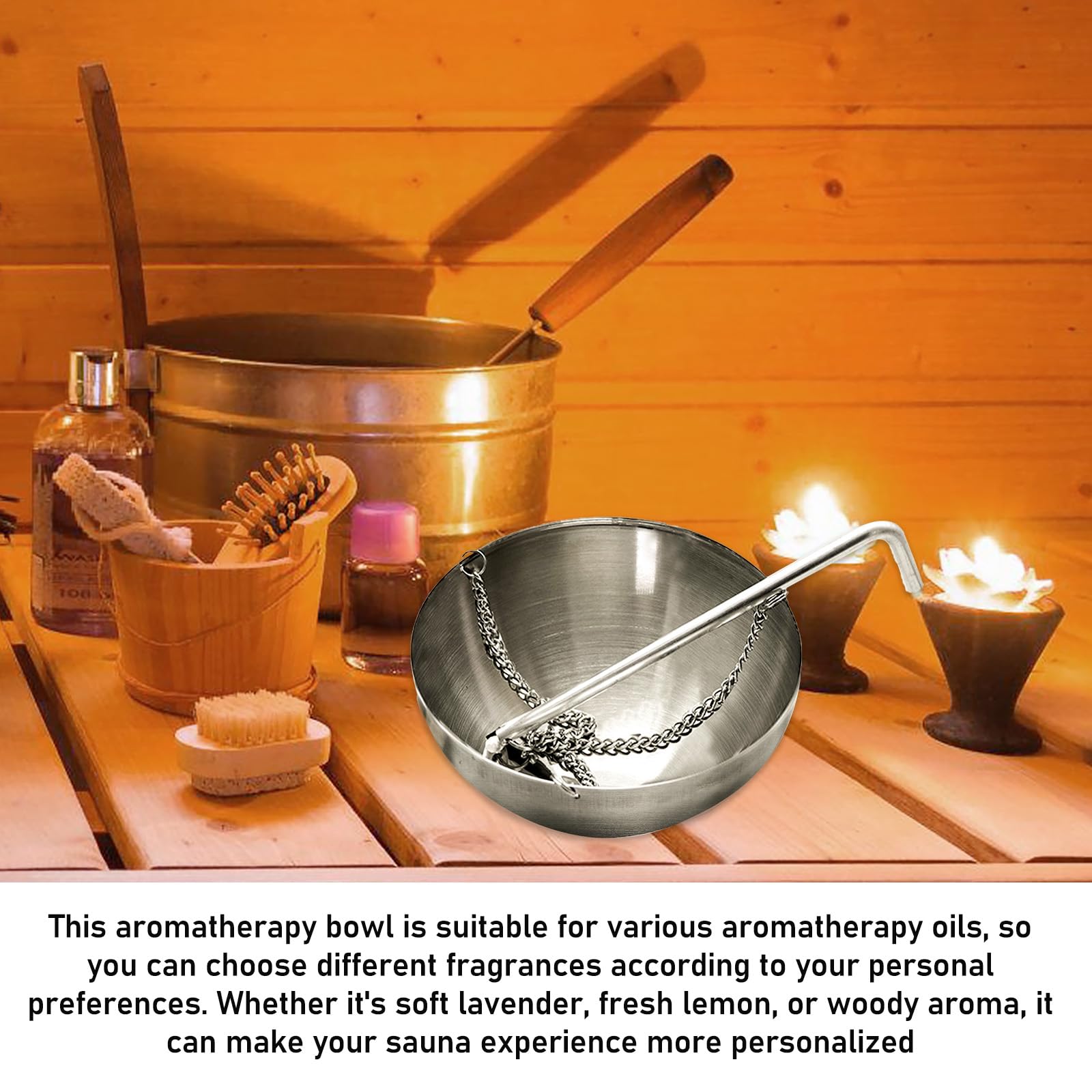 Bordeag Bol D'arôme Sauna 12cm Acier Inoxydable Huile Essentielle Accessoire Sauna Spa