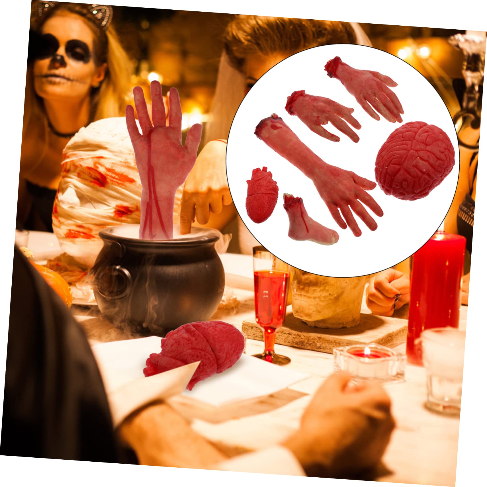 NUOBESTY 6st Halloween-Dekoration Gefälschte Körperteile Gesicht Körperteile Halloween Halloween-schädeldekoration Tot Kaputter Körper Körperteile Halloween-Requisiten Skelett Plastik Rot