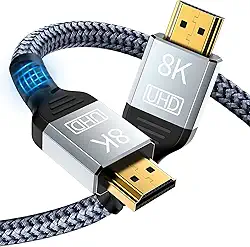Cabo HDMI 2.1 Áudio e Vídeo 8K – Ultra HD, 2 Metros – Cabo Trançado Reforçado – Compatível com PS5, Xbox Series X.