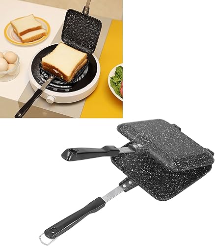 Miniatura 8 de Sartén de doble cara, sándwich caliente de aluminio para hacer panini, máquina de quesos a la parrilla, antiadherente, tostadora de sándwich, prensa