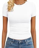 Shirts for Women - Slim Fit Short Sleeve Crop Top Crew Neck Casual Basic Tees Spring Summer Fashion Clothing 2025