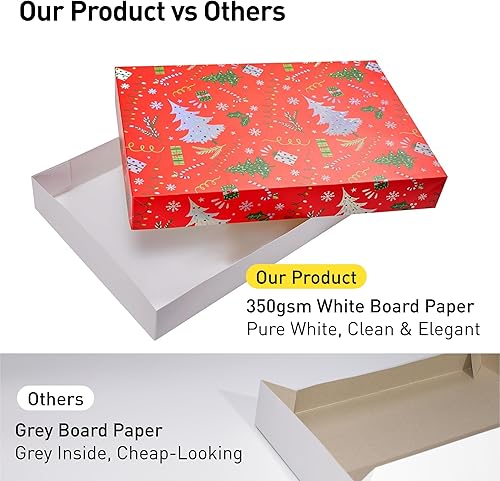 Miniatura 4 de SUNCOLOR Paquete de 12 Cajas de Regalo Grandes de Navidad de 14" Rojas con Tapas para Ropa y Regalos