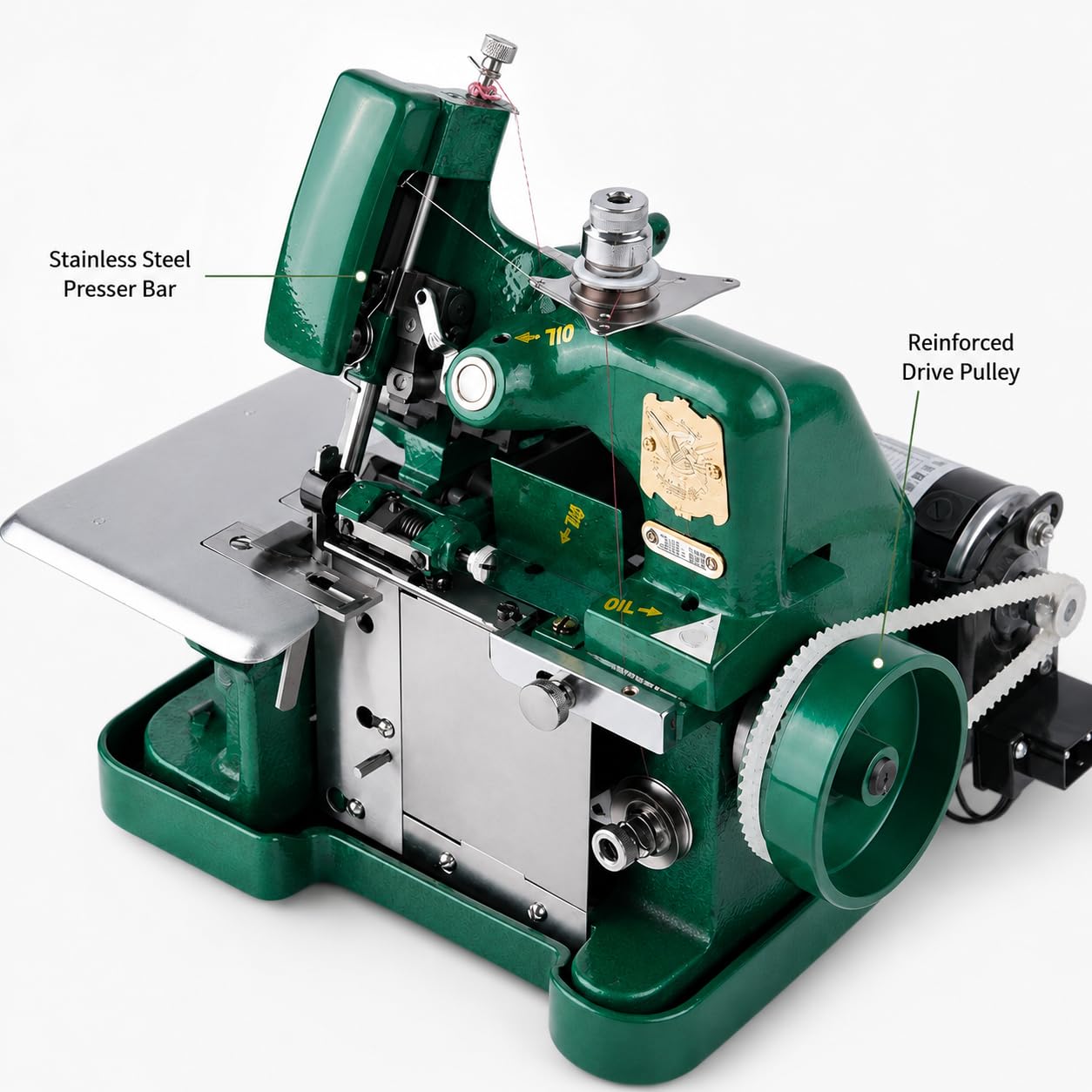 Macchina da cucire Overlock Serger ad alta resistenza - Overlocker con telaio in metallo con funzione di cucitura a mano per pelle e tessuti spessi