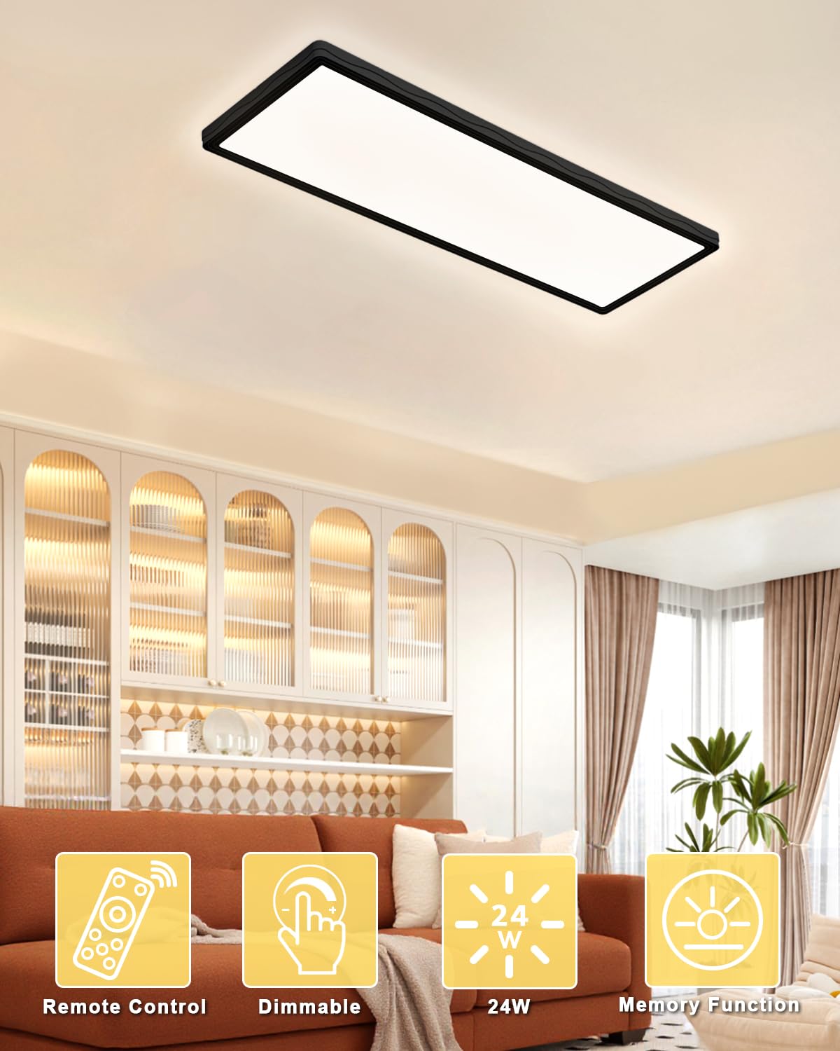 MLOQI LED Plafondlamp Dimbaar met Afstandsbediening (2700K-6500K), 36W, 3400LM, IP44