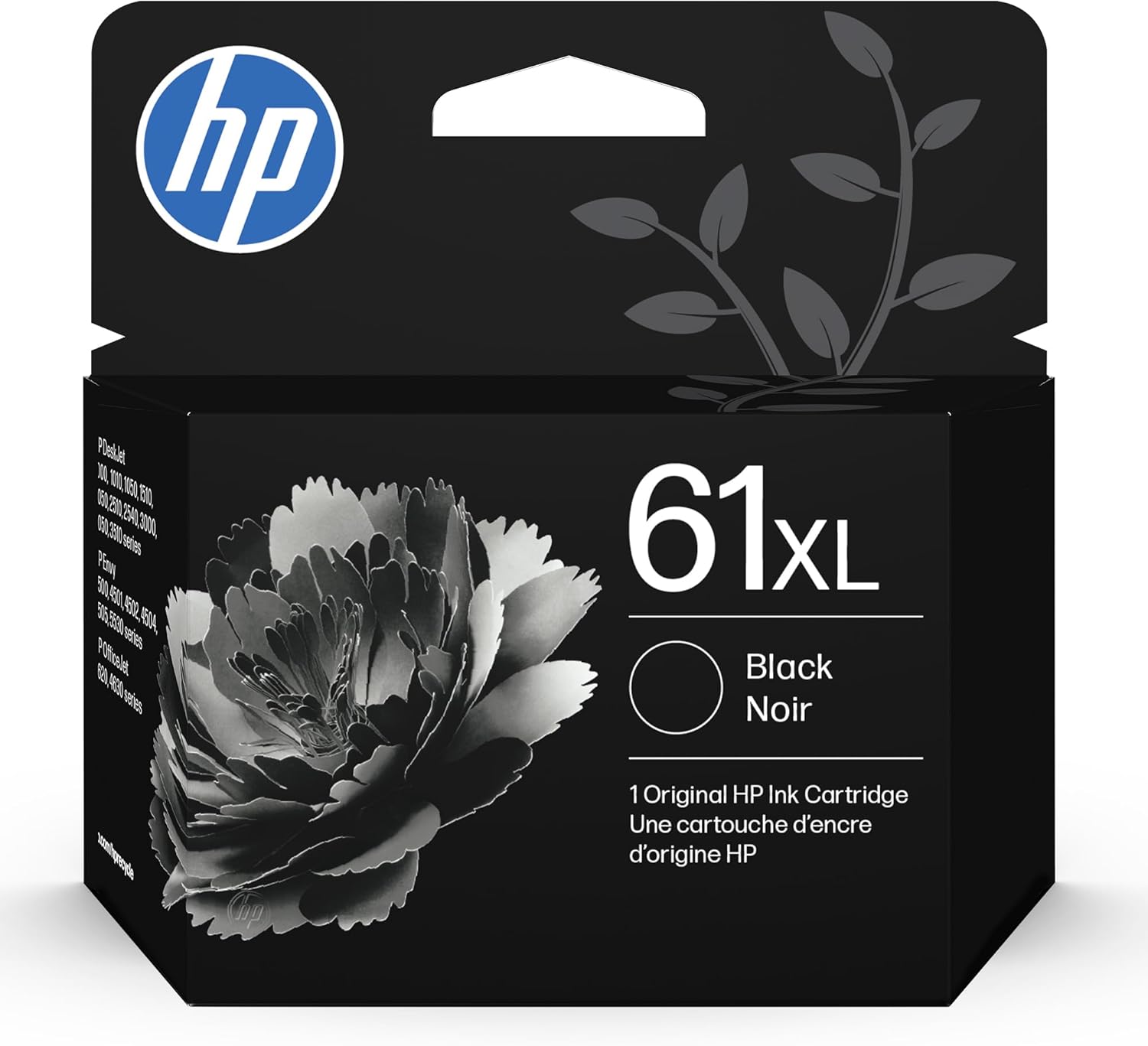 HP 61XL Black High-Yield Ink | Works with DeskJet 1000, 1010, 1050, 1510, 2050, 2510, 2540, 3000, 3050, 3510; Envy 4500, 5530; OfficeJet 2620, 4630 | Instant Ink Eligible | CH563WN|Packaging May Vary