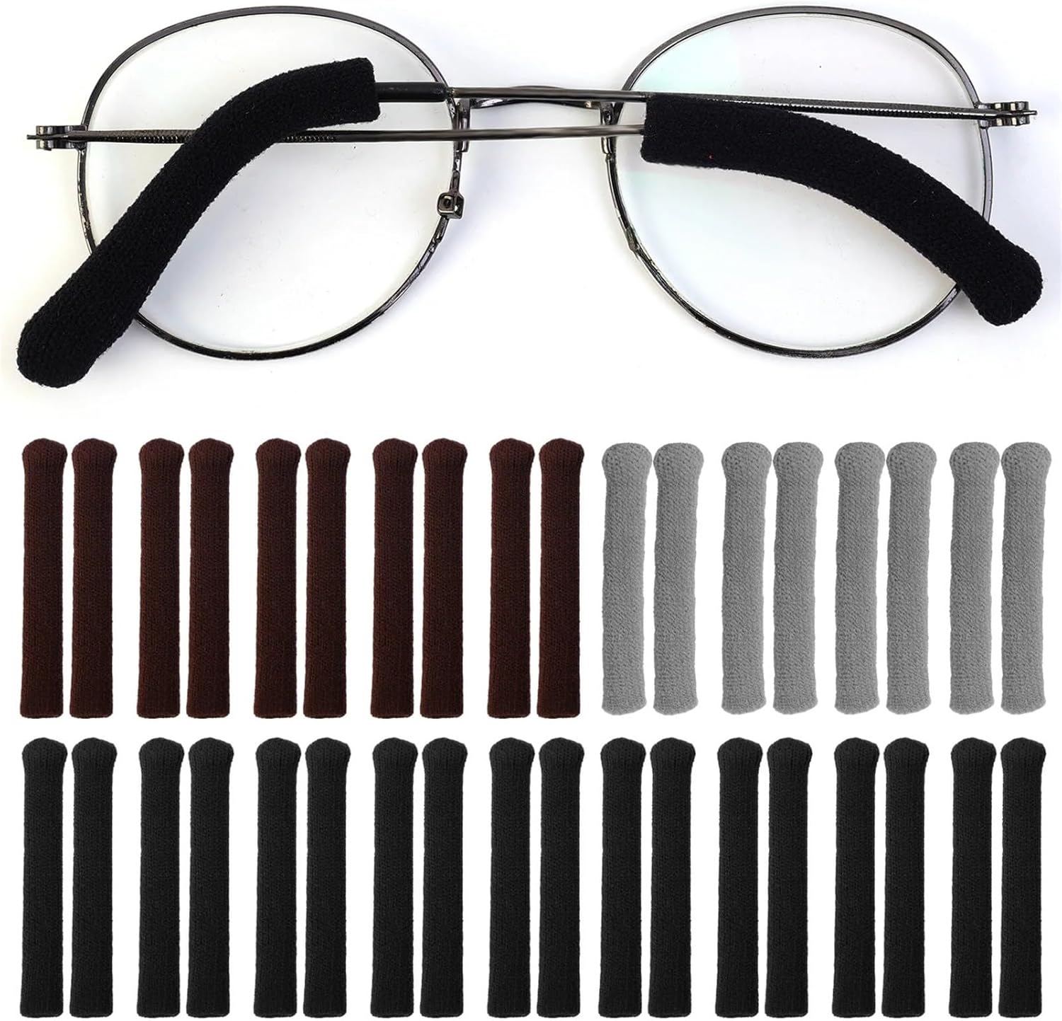 Eyewear Retainers 20 Pairs Soft Knitting Glasses Ear Cushions Anti Slip Temple Sleeves Protective Eyeglass Arm Covers Replacement For Accessories