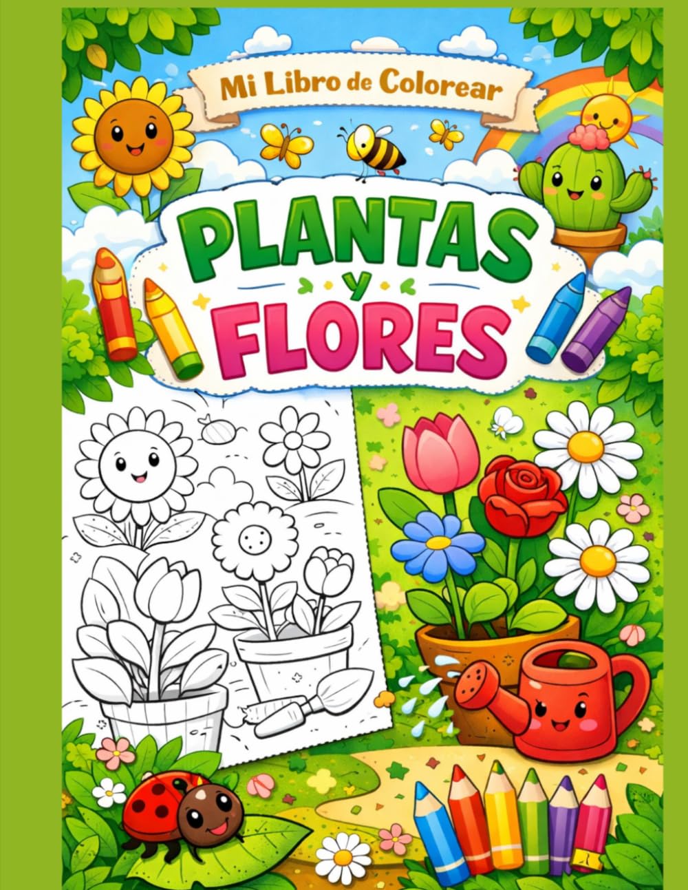 LIBRO DE COLOREAR JARDIN: PLANTAS Y FLORES
