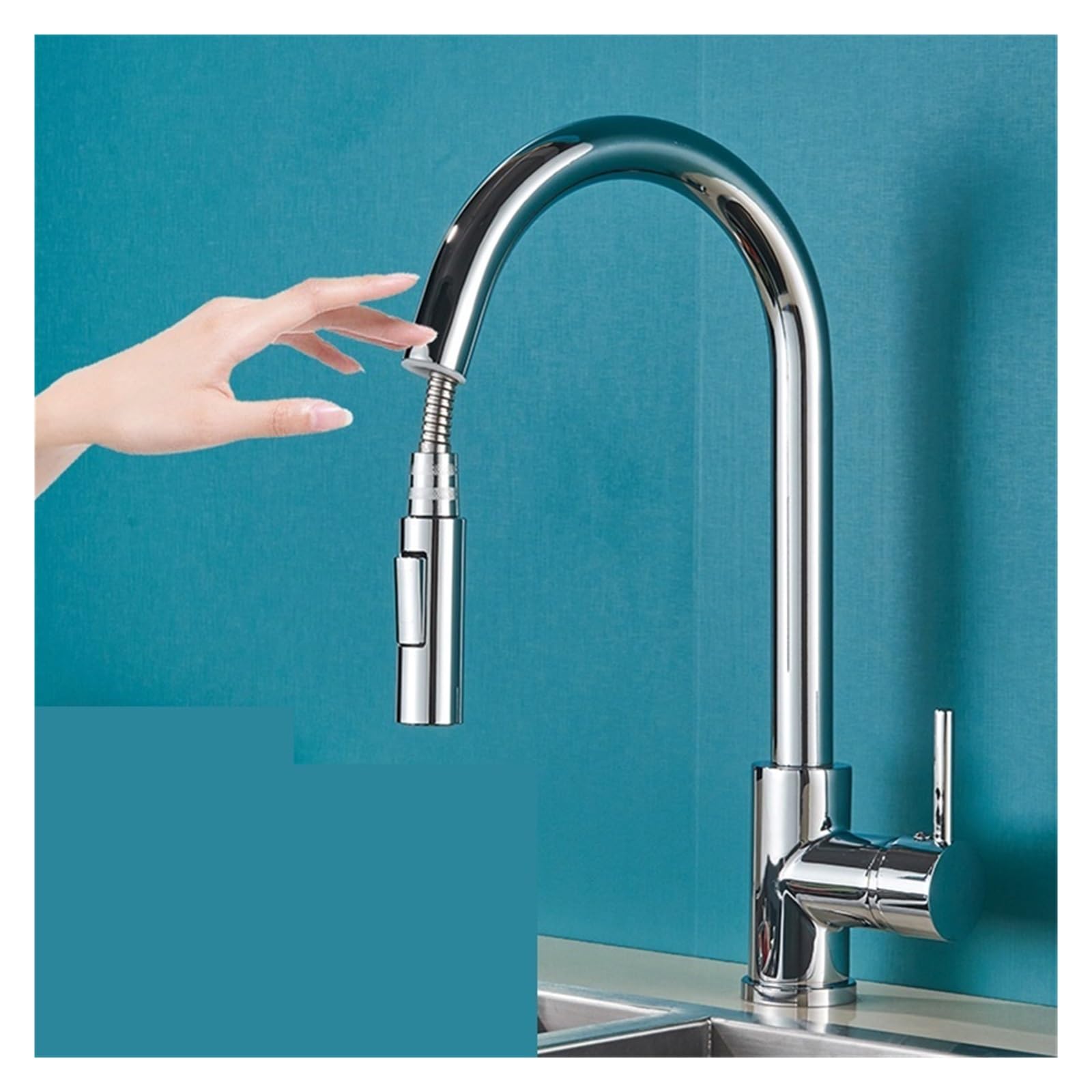Robinet à capteur rétractable haut de gamme finition Chrome Sense double sortie d'eau
