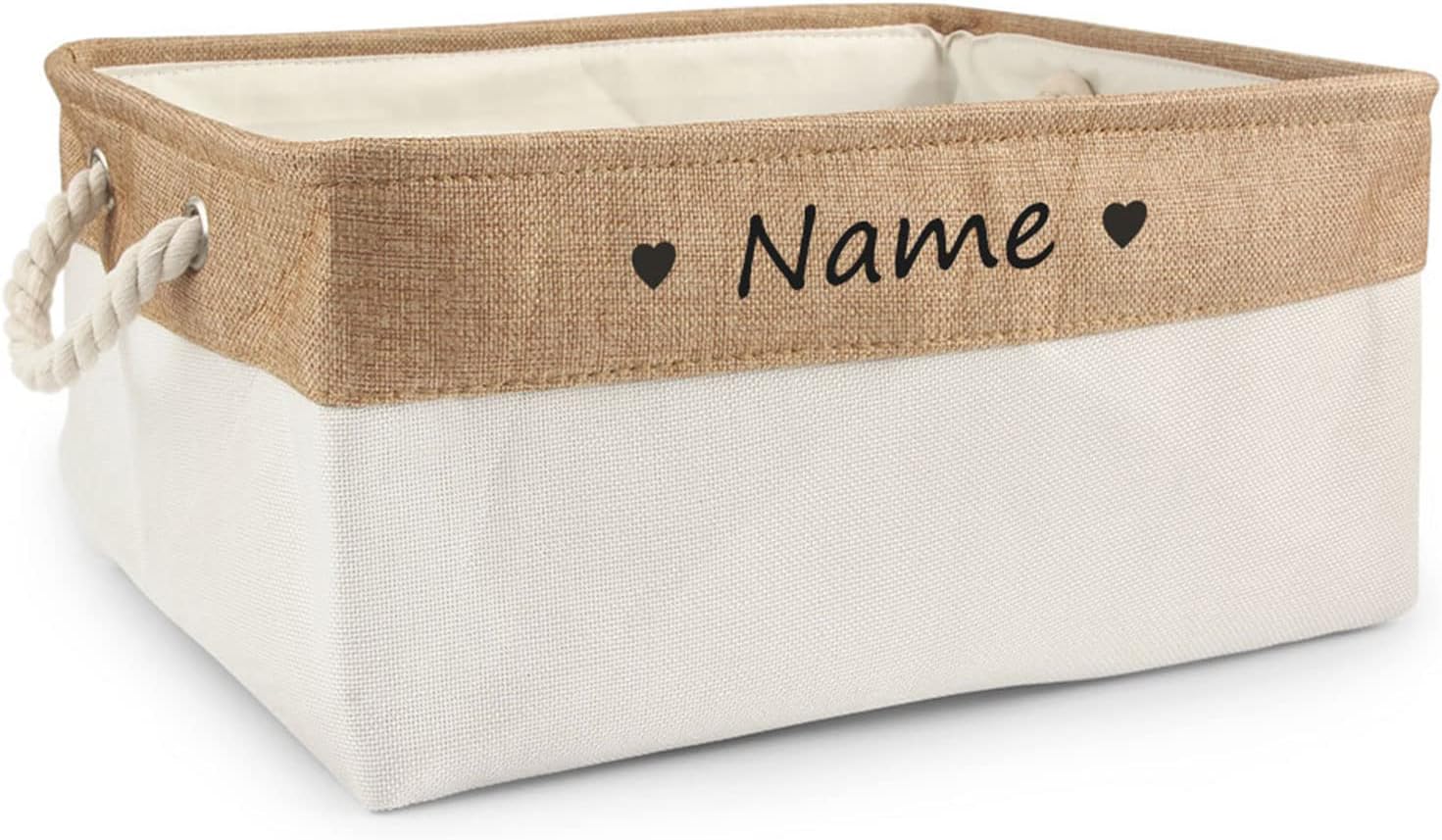 Personalized Dog Toy Storage Box - Custom Name With Paw Print, Collapsible Linen Basket, Dark Blue