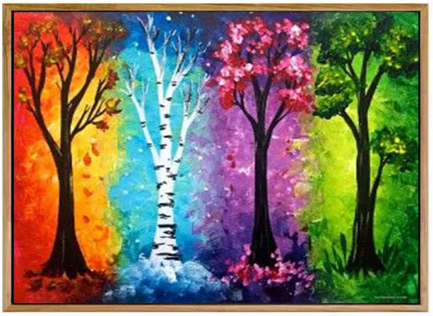 DIY 5D Diamond Painting by Number Kit,Crystal Rhinestone Diamond Embroidery Paintings Cross Stitch for Home Wall Decor（Four Seasons Tree）,11.8 x 15.7 inch，Frame NOT Included