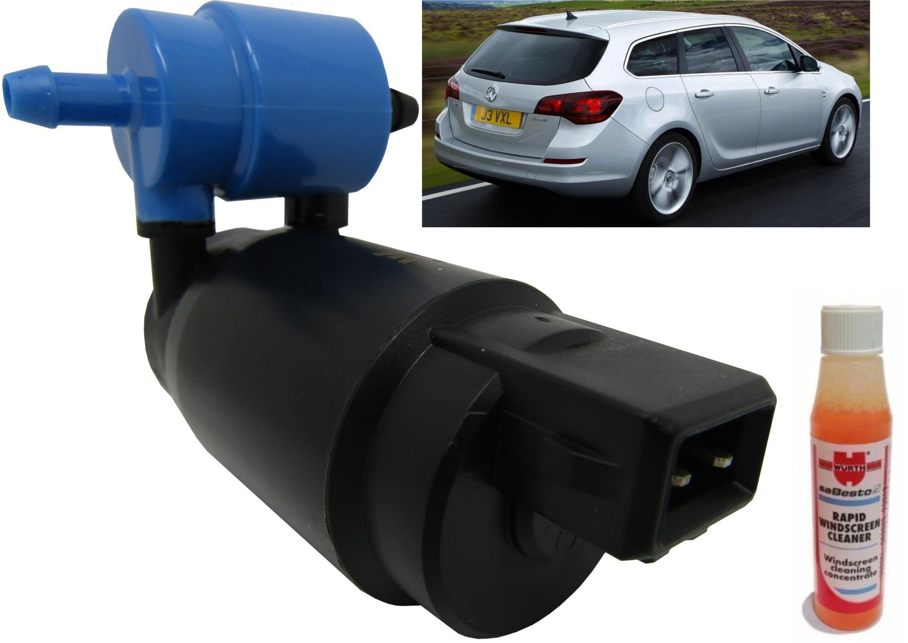XtremeAuto® Front & Rear Windscreen Washer Pump Astra J Estate 2010> + Screen Wash
