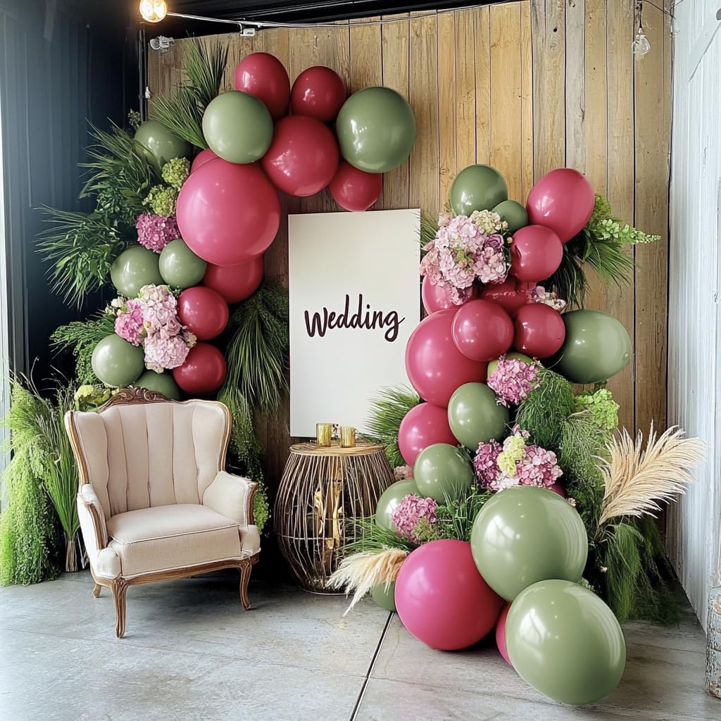 Pink Green Double Stuffed Balloon Garland Different Sizes 18In 12In 5In Pastel Balloon Arch Kit For Baby Shower Wedding Gender Reveal Birthday Party Decorations