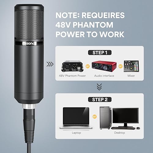 Miniatura 2 de MAONO Micrófono de condensador XLR, micrófono de grabación de estudio cardioide profesional para streaming, podcasting, canto, voz en off, vocal