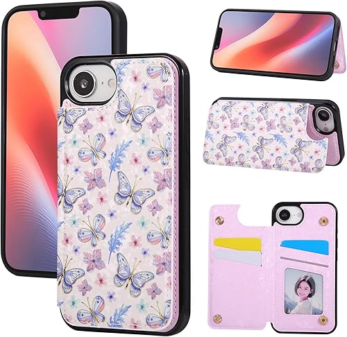 Miniatura 253 de UEEBAI Funda tipo cartera para iPhone 15 Pro Max con tarjetero, cubierta de cuero PU con soporte, bloqueo RFID, doble cierre magnético, relieve de