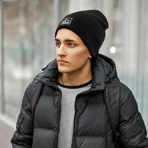 Miniatura 5 de DOCVIT Gorro de punto con puños cálidos de invierno, unisex, gorro de punto de calavera, sombrero de esquí de moda para hombres y mujeres