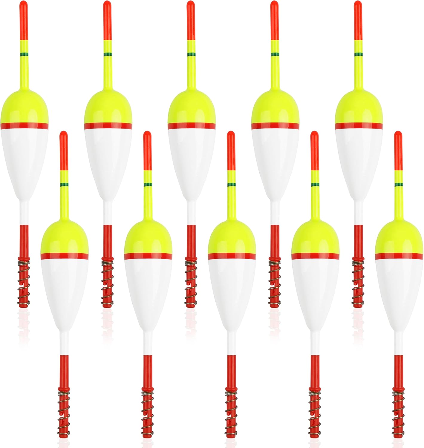 OROOTL Wood Slip Bobbers Fishing Floats and Bobbers, 10pcs Spring Oval Stick Slip Floats Weighted Bobber for Crappie Catfish Trout Panfish Walleyes Fishing