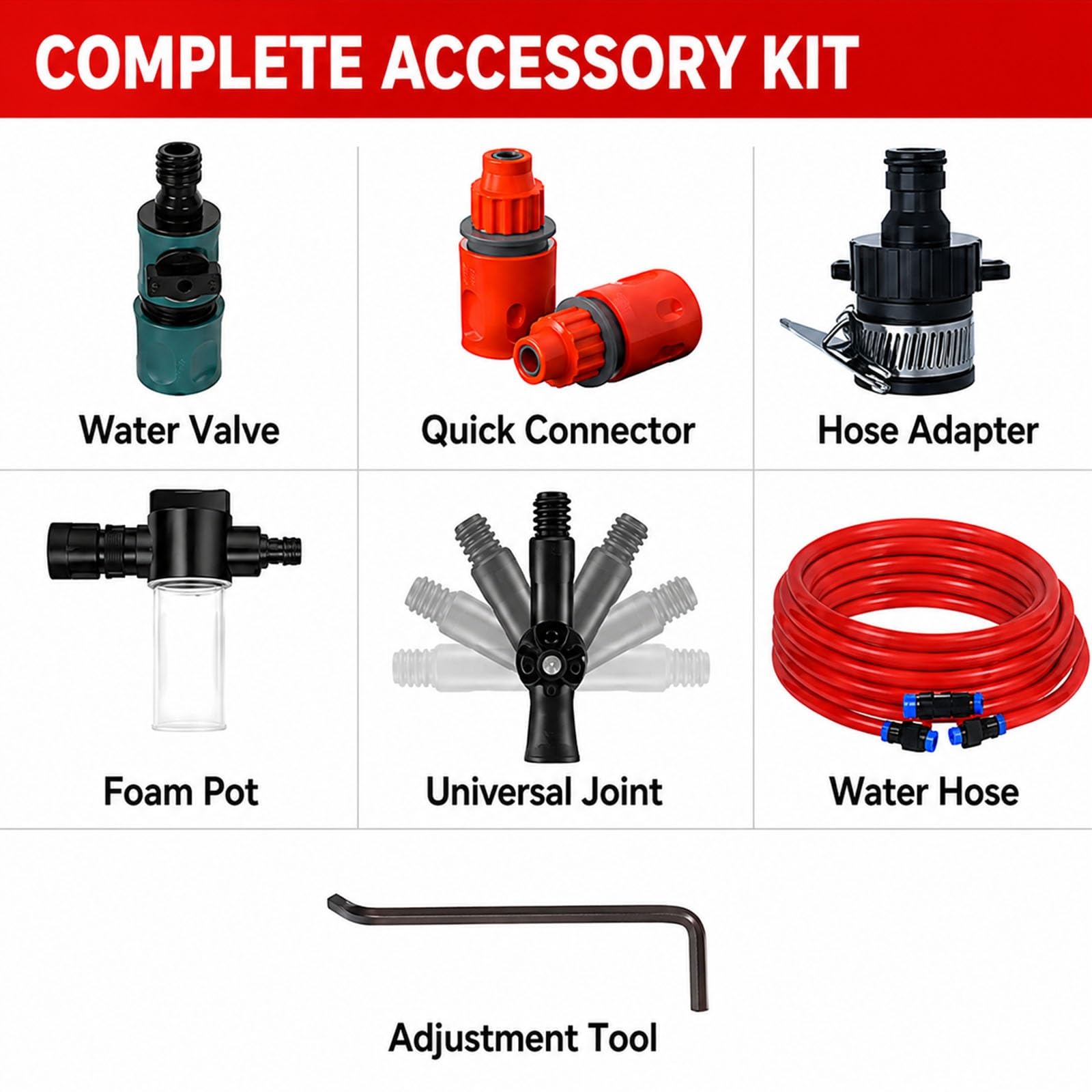 Asta Prolunga Carbonio con Spazzola ad Acqua 550 mm | Evidenzia spazzola 550 mm, tubo, valvola, raccordo rapido, adattatore e flacone schiuma nel kit.(24FT)