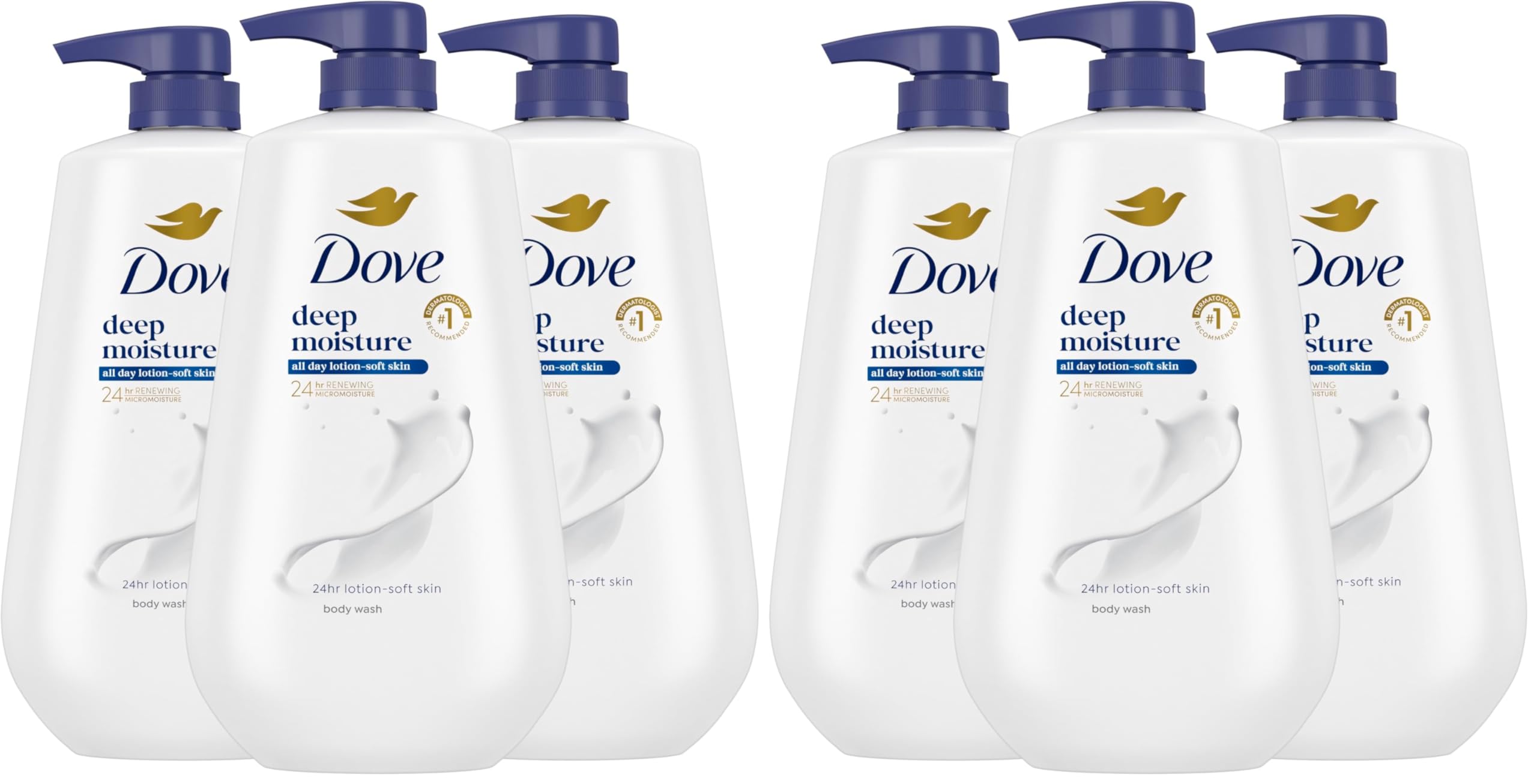 Dove Body Wash with Pump Deep Moisture for 24hr Lotion-Soft Skin Moisture Moisturizing Skin Cleanser with No Sulfates
