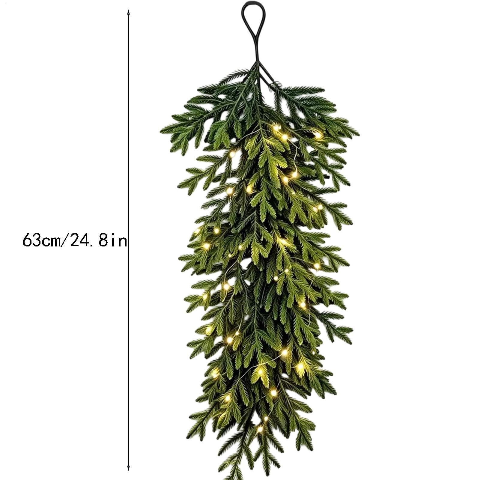 Swag de Navidad para escaleras decoración de pared con verde abeto