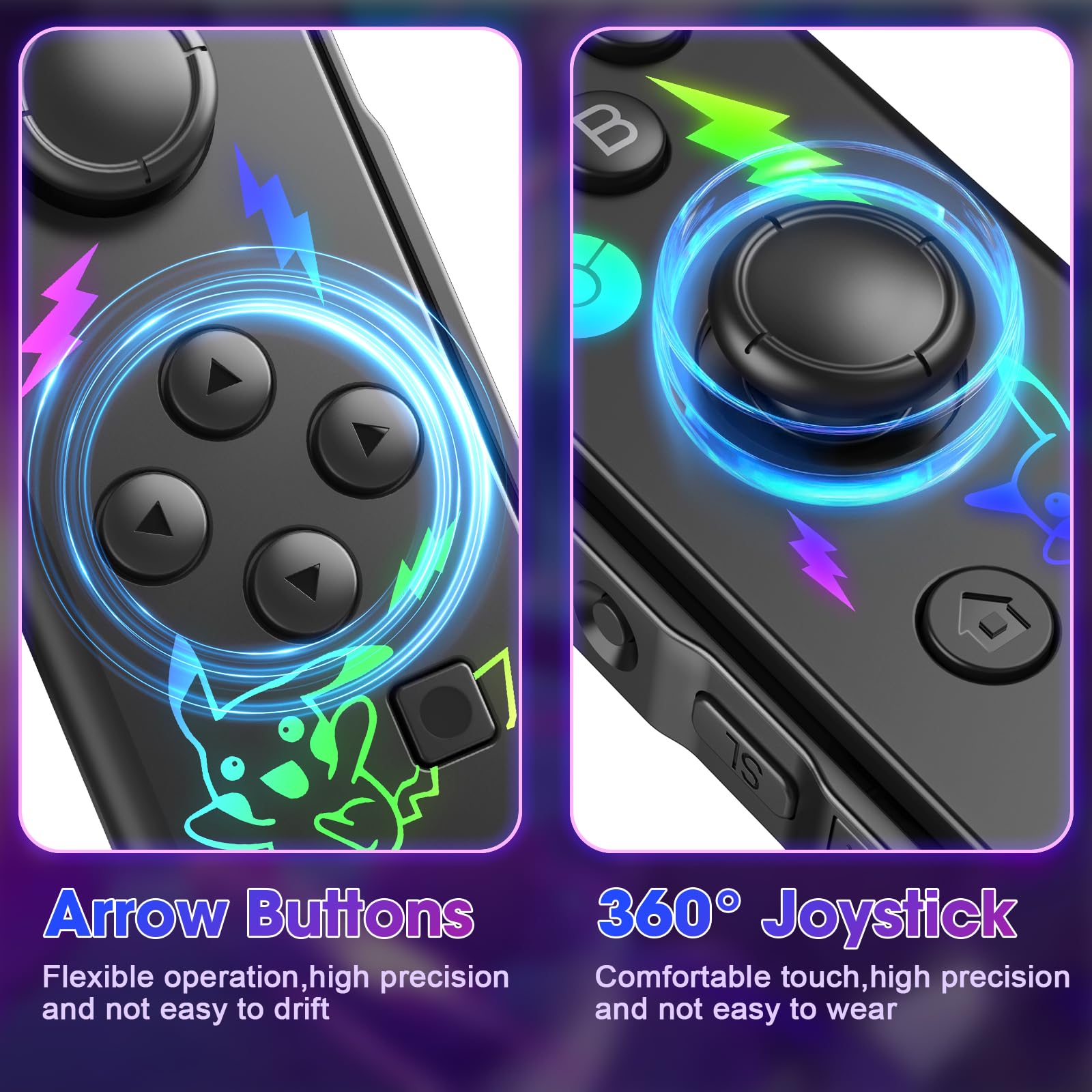 FFSTARYM Compatible with Switch Controller, Switch Controllers for Switch/Lite/OLED, with/Dual Vibration/Motion/Wake-up/Screenshot (Gradient Glow) — view 4
