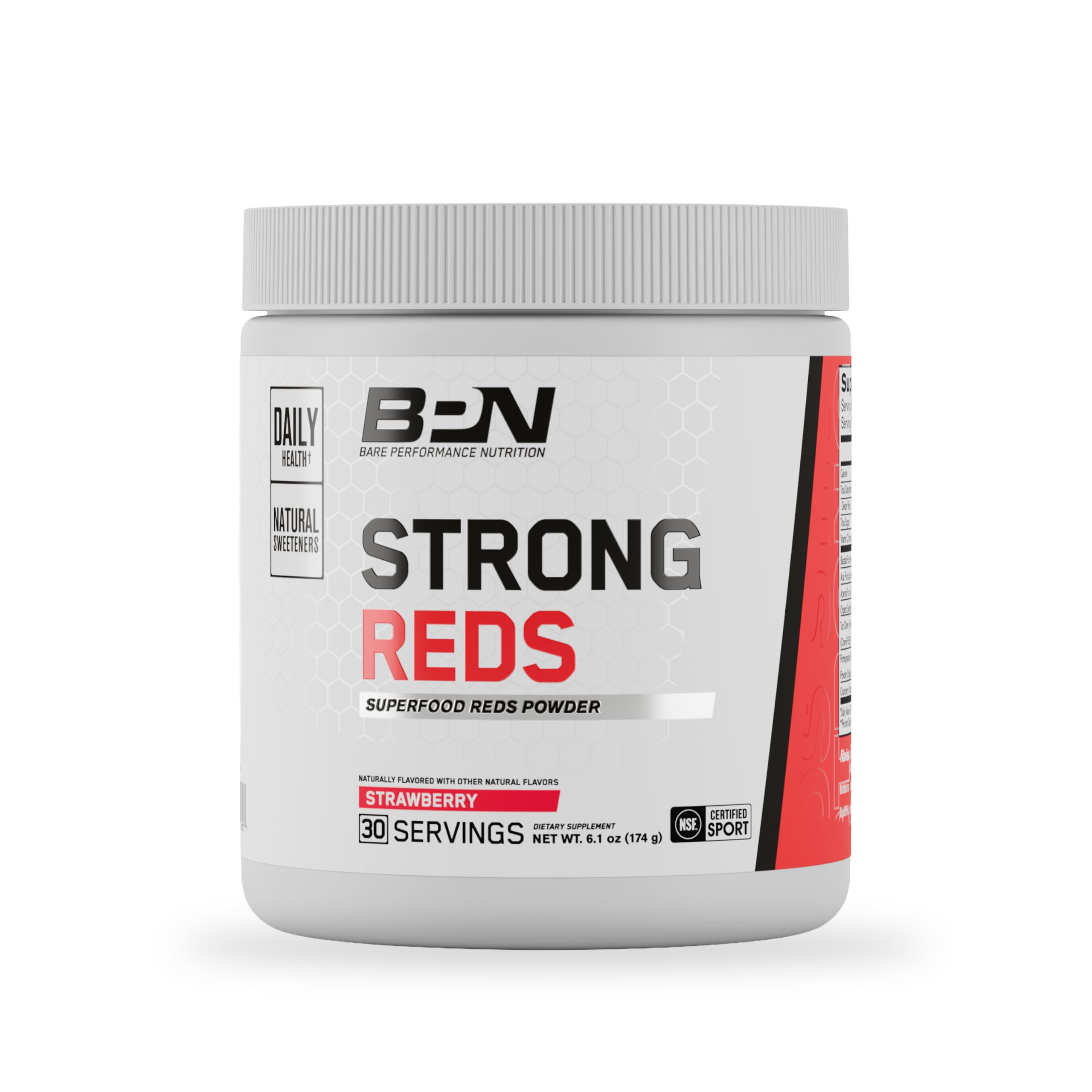 BARE PERFORMANCE NUTRITION, BPN Strong Reds Superfood Powder, Digestive Enzymes, Antioxidants, Improved Natural Energy, 30 Servings, Strawberry Strawberry 6.9 O