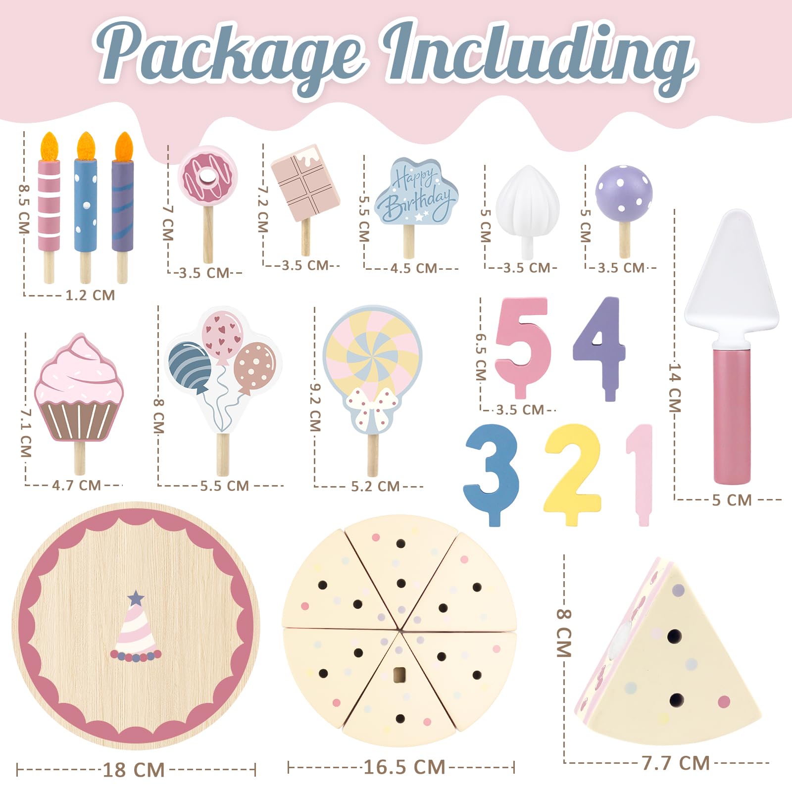 Airlab Torta da Tagliare Giocattolo, Accessori Cucina Giocattolo Legno per Bambini Bambina, Set Cibo Finto Giocattolo per Cucina Bambini, Regalo Bambino Compleanno Pasqua Halloween Natale 3 4 5+ Anni