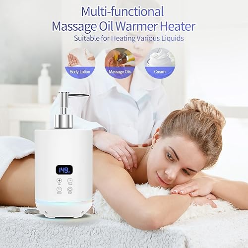 Miniatura 7 de Yofuly Calentador de aceite de masaje, máquina calentada de loción corporal ligera ambiental con dos botellas dispensadoras, kit de terapia de