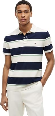 Tommy Hilfiger Men's Short Sleeve Polo Shirts in Regular Fit With Stretch and Organic Pique Cotton
