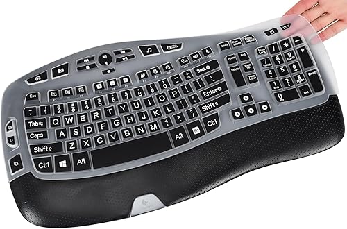 Miniatura 10 de CaseBuy Funda para teclado compatible con Logitech K350 MK550 MK570, accesorios de teclado inalámbrico Wave K350 MK550, protector de silicona