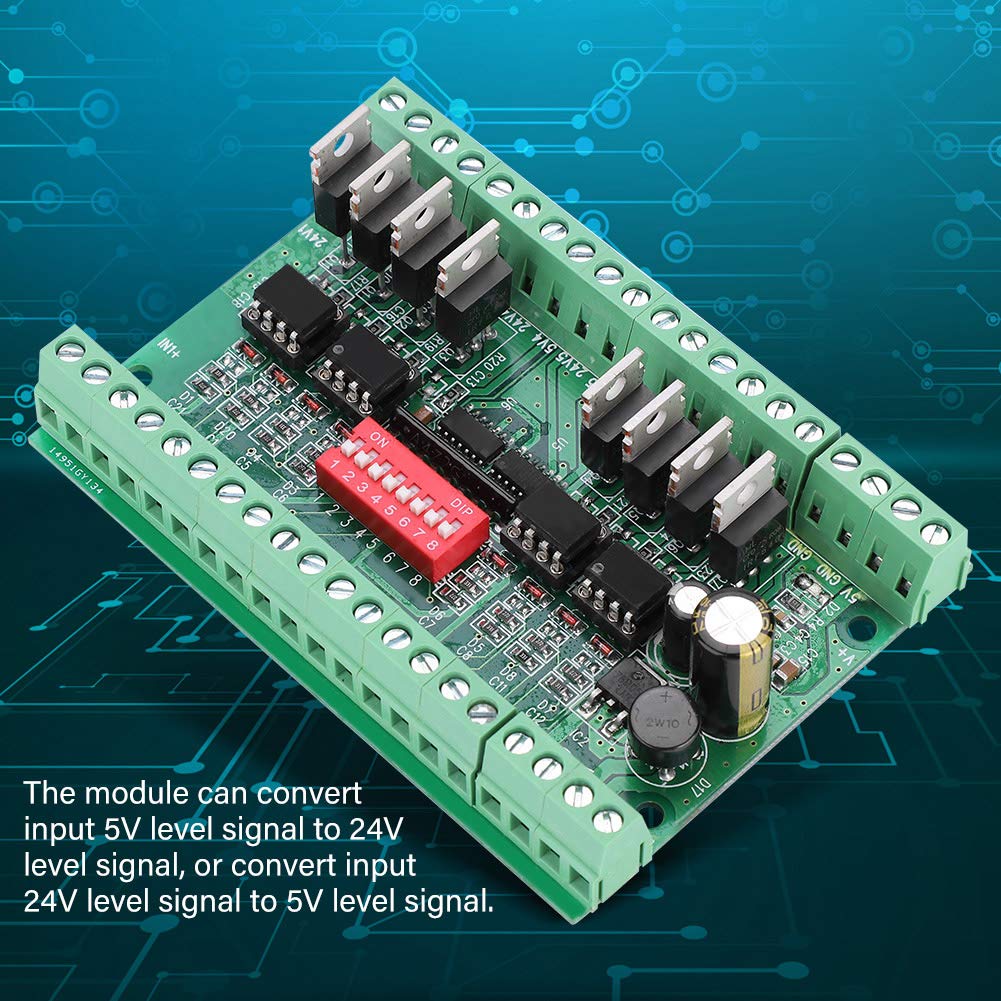 Respicefinem 8-Channel NPN PNP Signal Converter 5V/24V Square Level Shifter with Optocoupler Isolation 10MHz Frequency Compatibility for PLC MCU Interface Matching