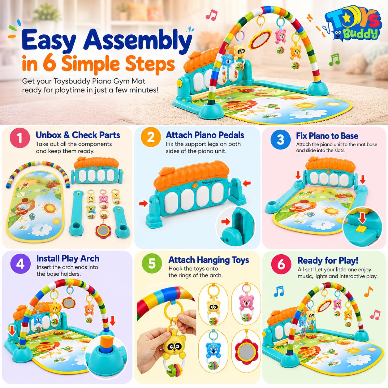 ToysBuddy Kick and Play Multi-Function ABS High Grade Plastic Piano Baby Gym and Fitness Rack Products — Amazon image 7