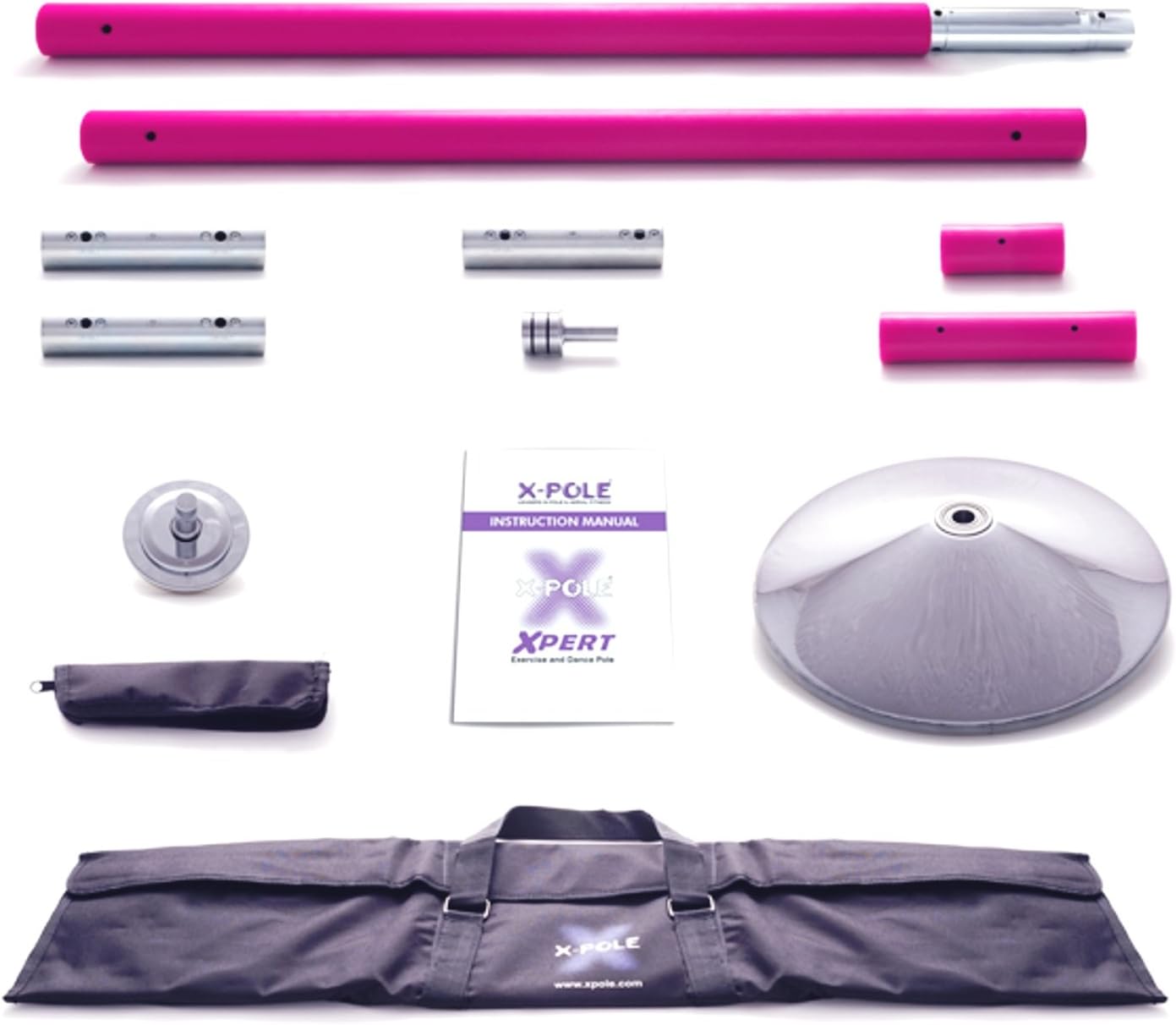48mm Pink Silicone X-Pert X-Pole Dance Pole Kit - NX Model