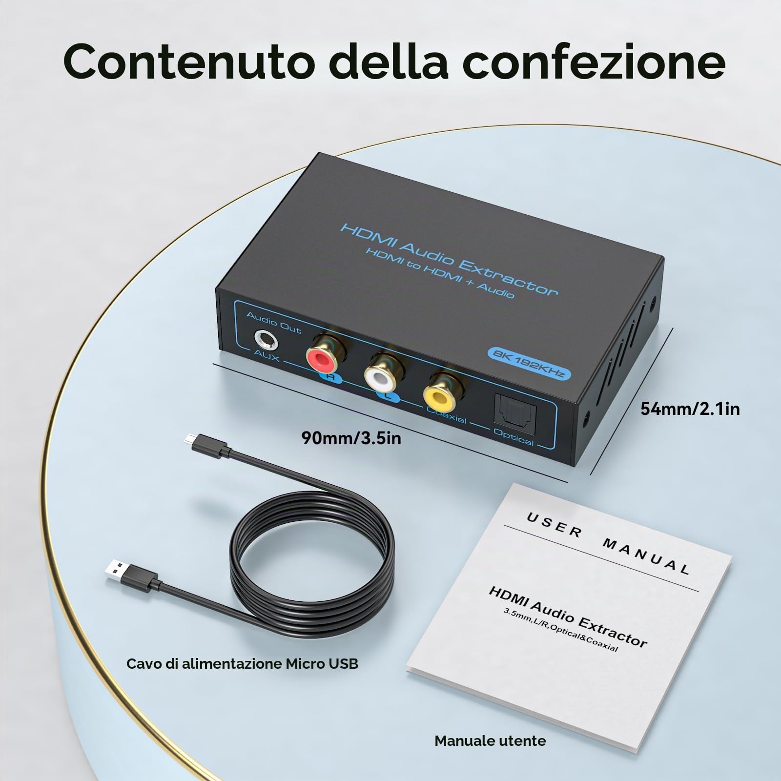 VEDINDUST HDMI Audio Extractor 8K 60HZ Convertitore Splitter a Coassiale Optical SPDIF Toslink L R con 3.5mm Stereo per PS4 PS5 Blu-ray DVD Xbox TV PC HD TV