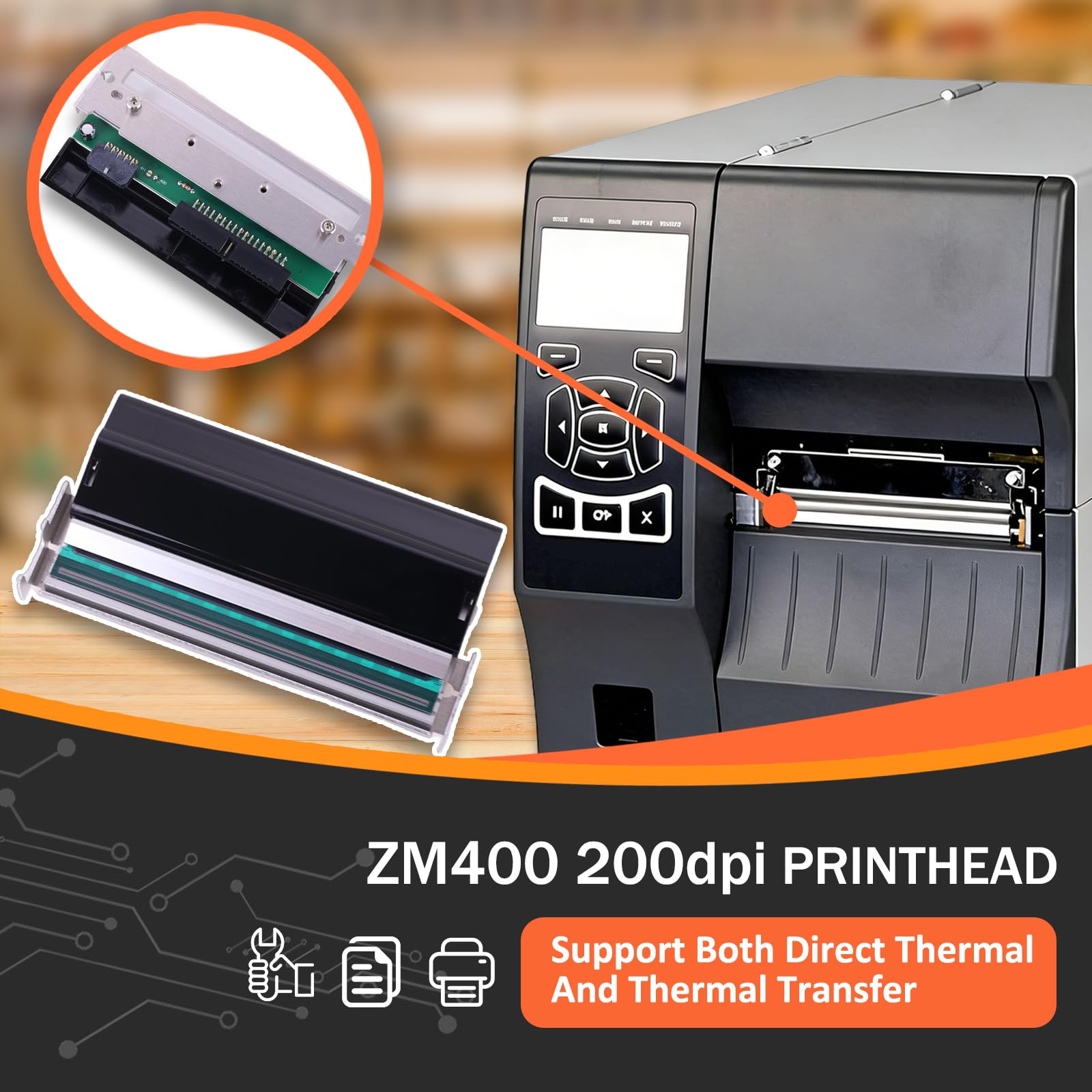 79800M OEM nowa termiczna głowica drukująca do drukarki etykiet z kodami kreskowymi Zebra ZM400 203 dpi kompatybilna głowica drukująca