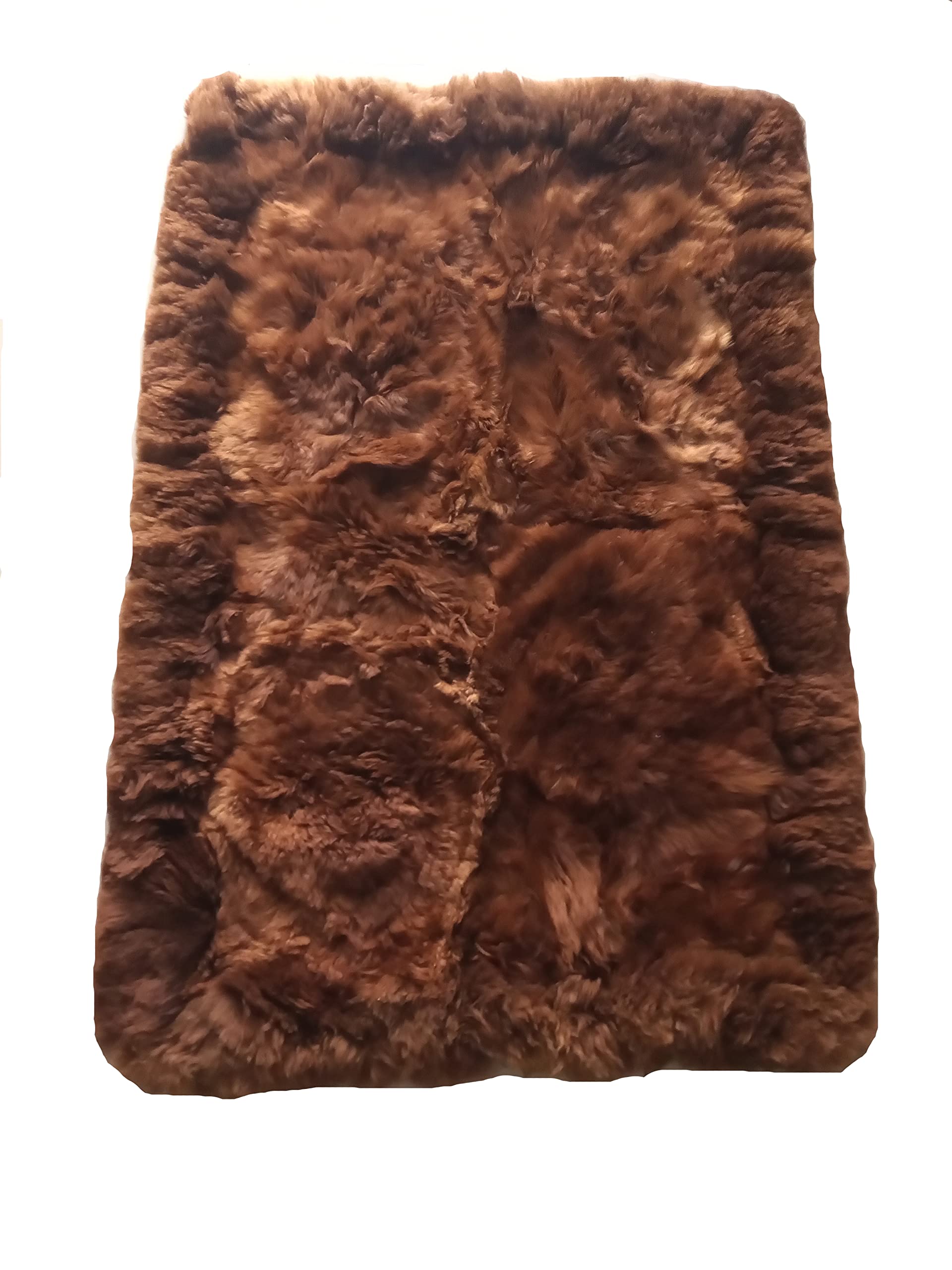 Tapis en fourrure d'alpaga marron 90x60 cm d'exception avec bordure