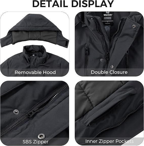wantdo Men's Thicken Winter Coat Warm Parka Jacket Puffer Jacket with Hood