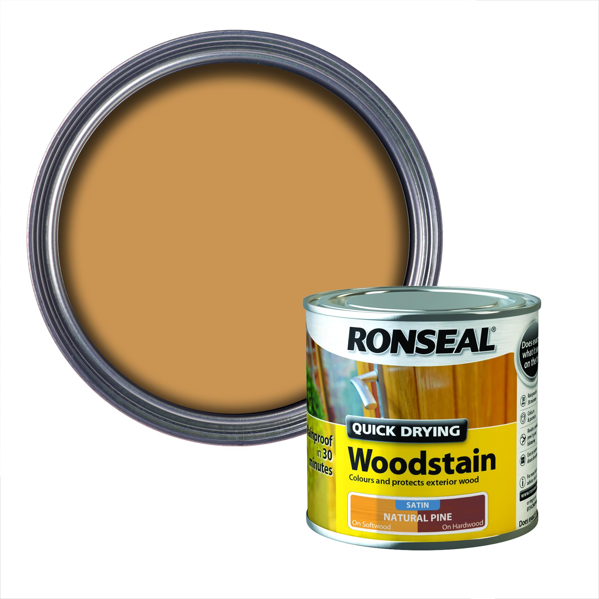 Ronseal 37535 Woodstain Quick Dry Satin Natural Pine 250Ml 5010214875351
