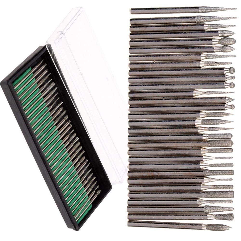 Diy Crafts 10270 India 912 Steel Diamond Burr Glass, Grinder Carving Set for Rotary Dremel, Multicolor, 30 Piece 2